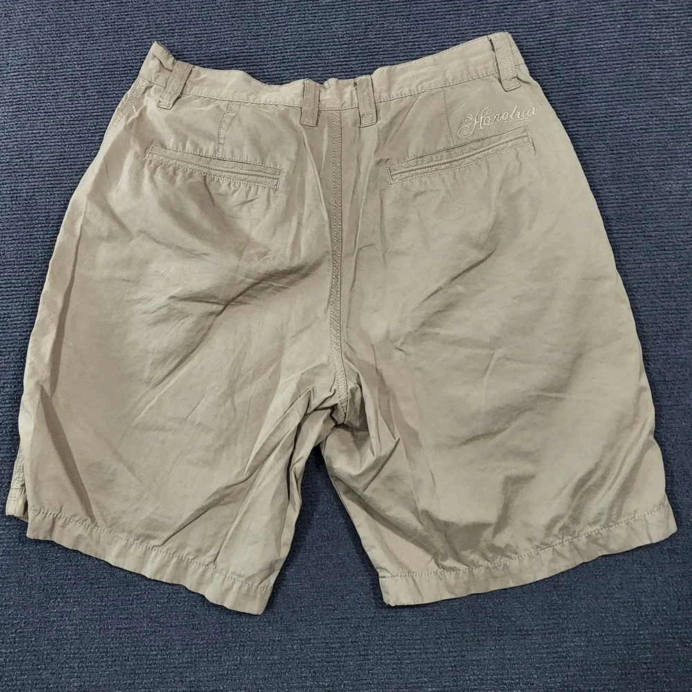 Honolua Hawaii Chino Shorts Mens 34 Khaki Embroidered Logo Casual Flat Front